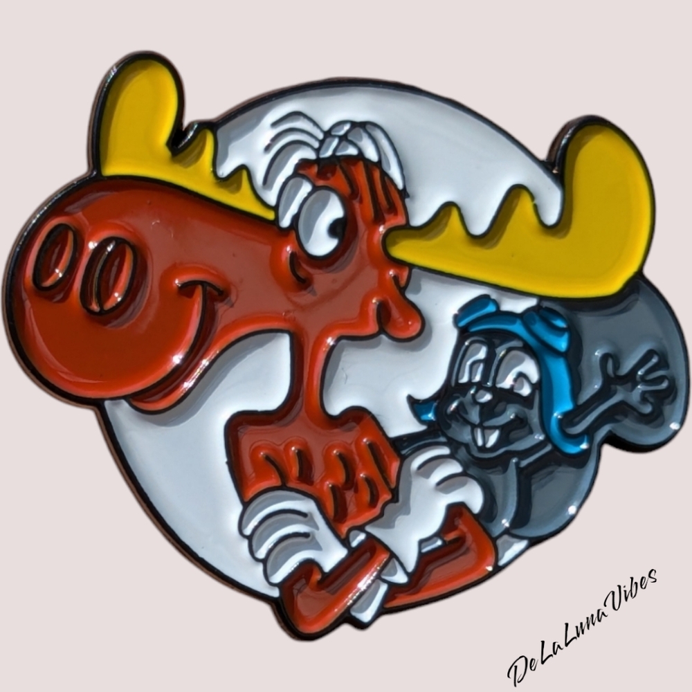 Rocky & Bullwinkle Enamel Pin -New